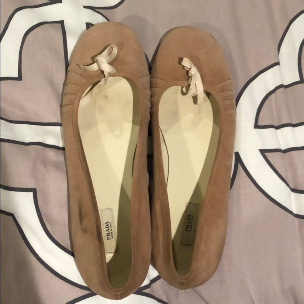 Prada suede pink ballet flats 36.5